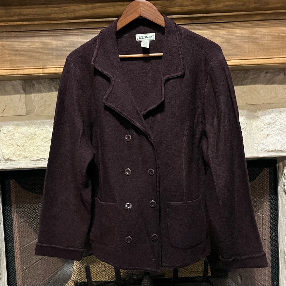 L.L. Bean Vintage Wool Jacket Brown Size Large Petite